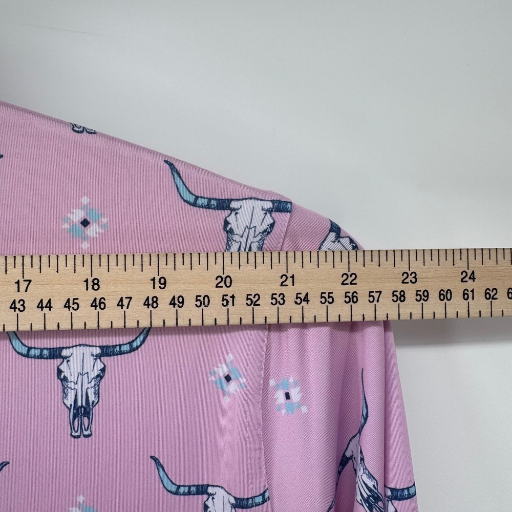 Waggle Highlands Polo Mens 3XL Pink Longhorn Skull Southwestern Golf Shirt NWT - Picture 4 of 11